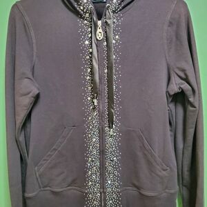 Elegant Christine Alexander Chocolate Brown Women's Hoodie with Sparkle Accents